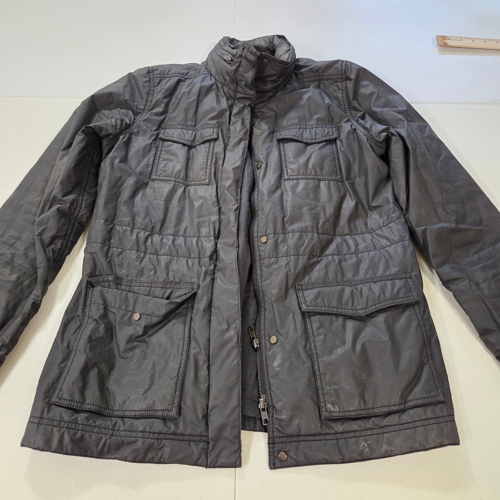 Eileen Fisher Black Cotton Field Jacket Utility Coat F16PCC Medium